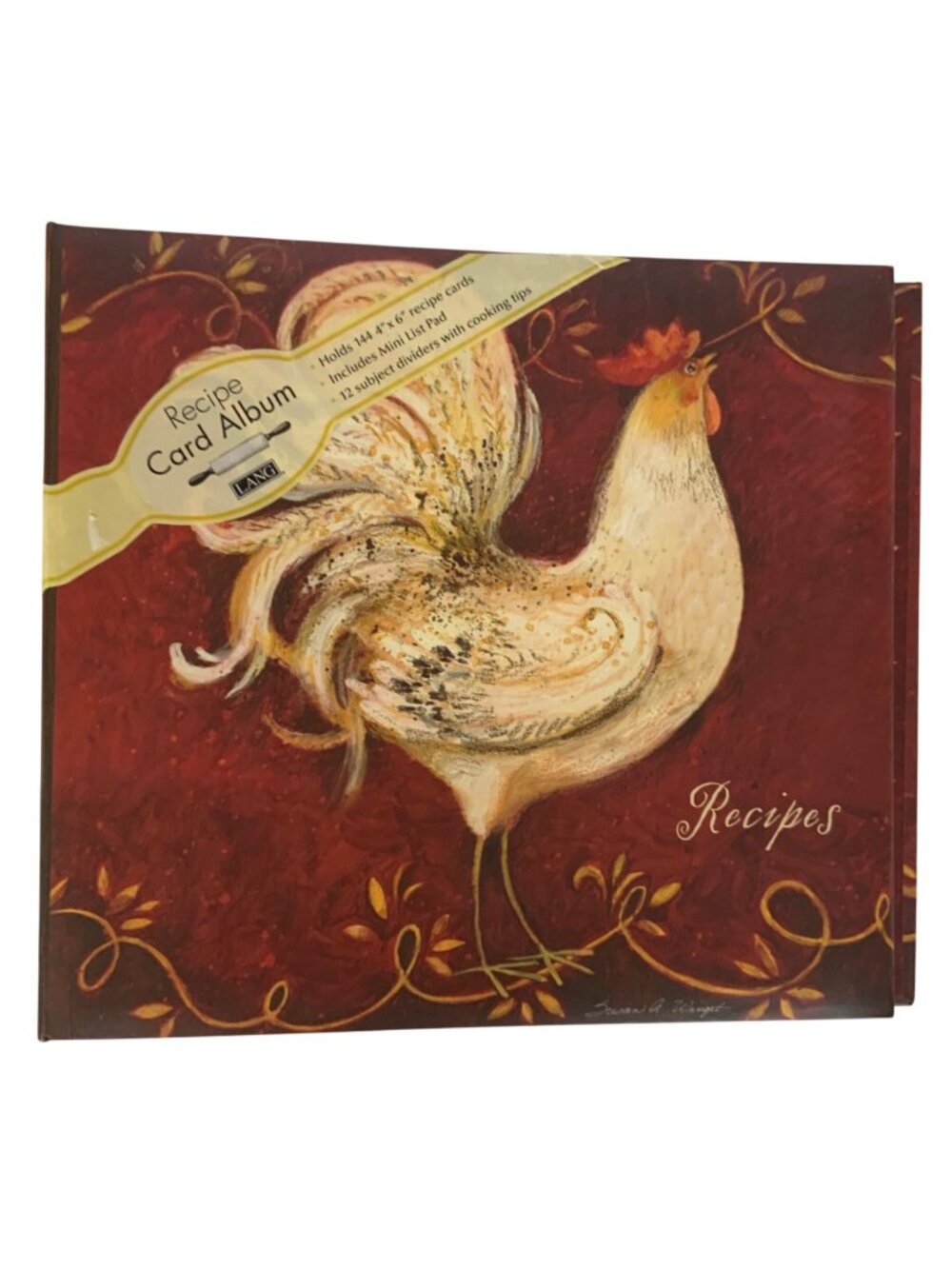 Lang Rooster Recipe Card Album Holds 144 Recipe Cards With Notepad & 12 Dividers